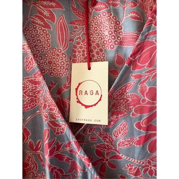 NWT Raga Boho Chic Metallic Floral Wrap Style Maxi Dress Oversized Size XS - Picture 5 of 8